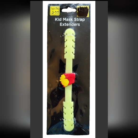 Kid Silicone Adjustable Mask Strap Extenders Lime Green Yellow with French Fries - Picture 2 of 6